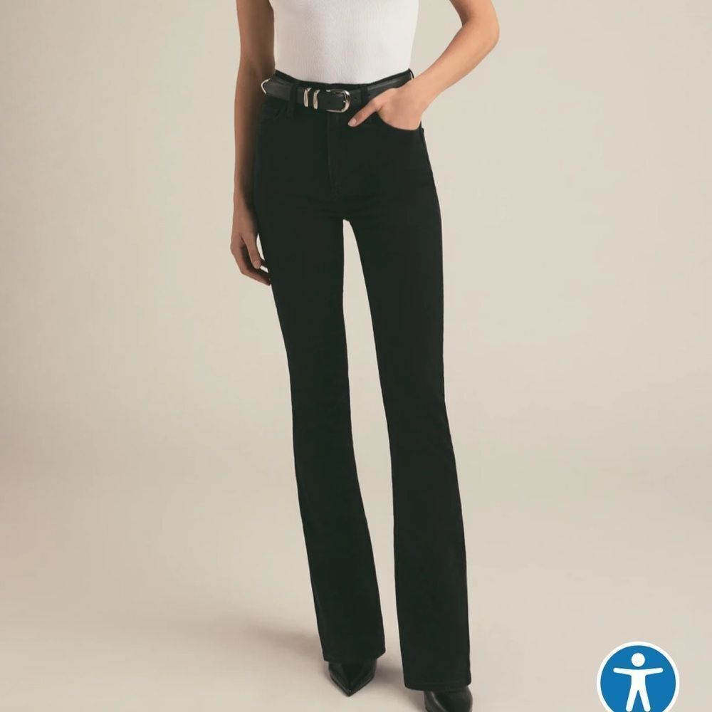 Favorite Daughter The Valentina Super High Rise Mini Boot Black Jeans Women’s 30